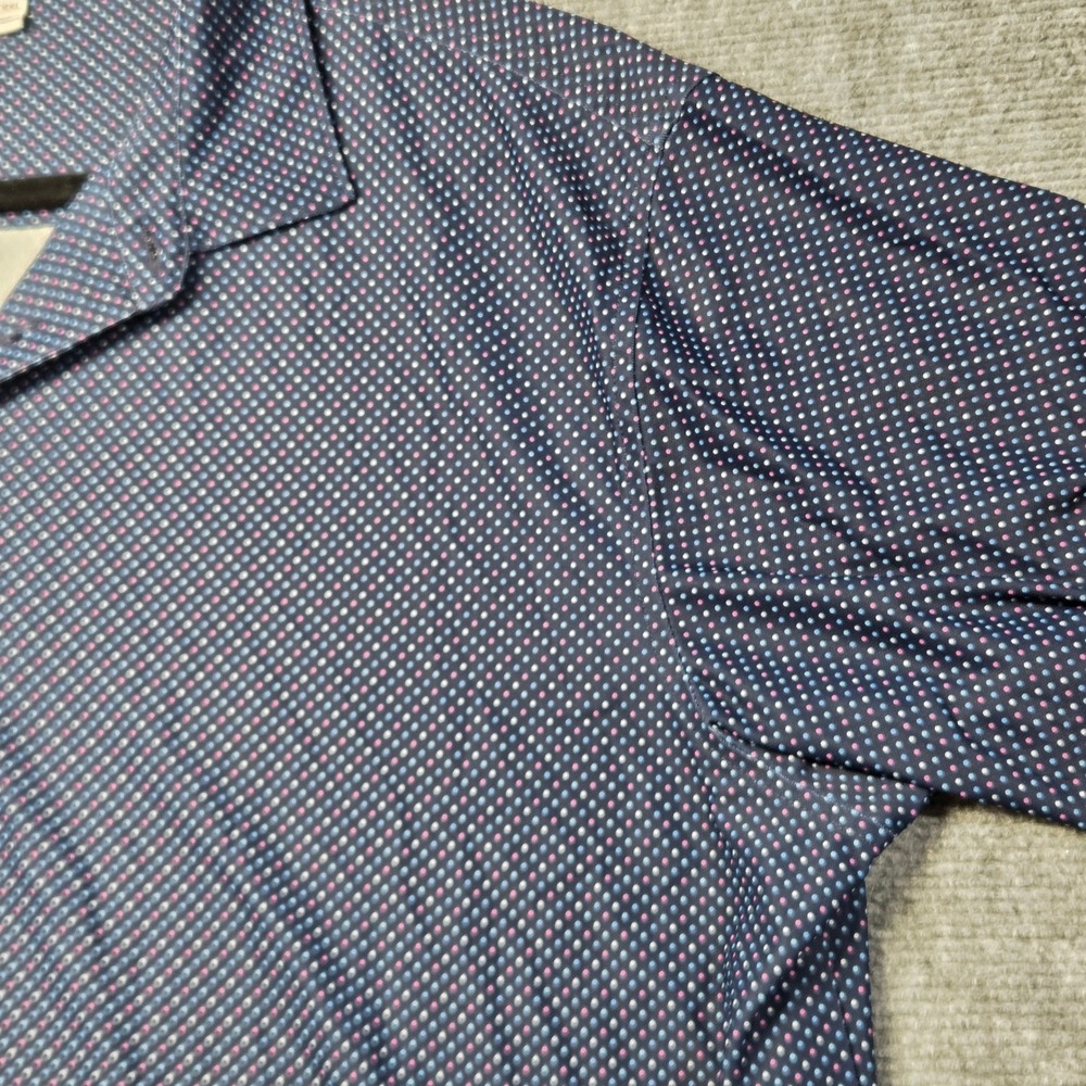 Peter Millar Summer Comfort Polo Shirt Mens XXL Navy Pink Blue Polka Dot Golf - Picture 5 of 11